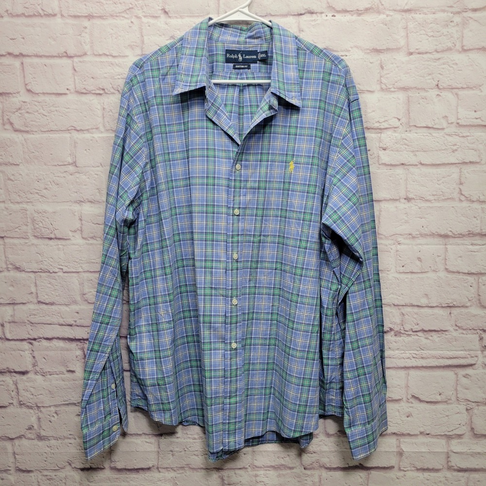 Polo Ralph‎ Lauren Custom Fit Plaid Button Shirt Mens XXL Travel Business Preppy
